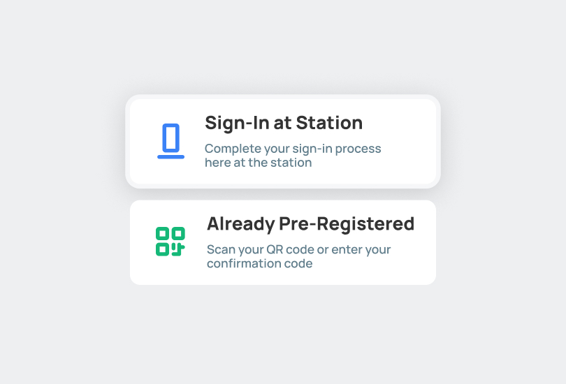 Express Visitor Sign-in at the station or via QR code | virtual front desk