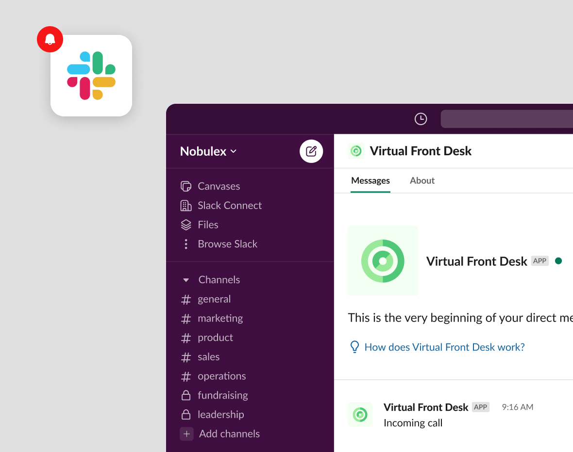 Send Virtual Front Desk  notifications directly to Slack